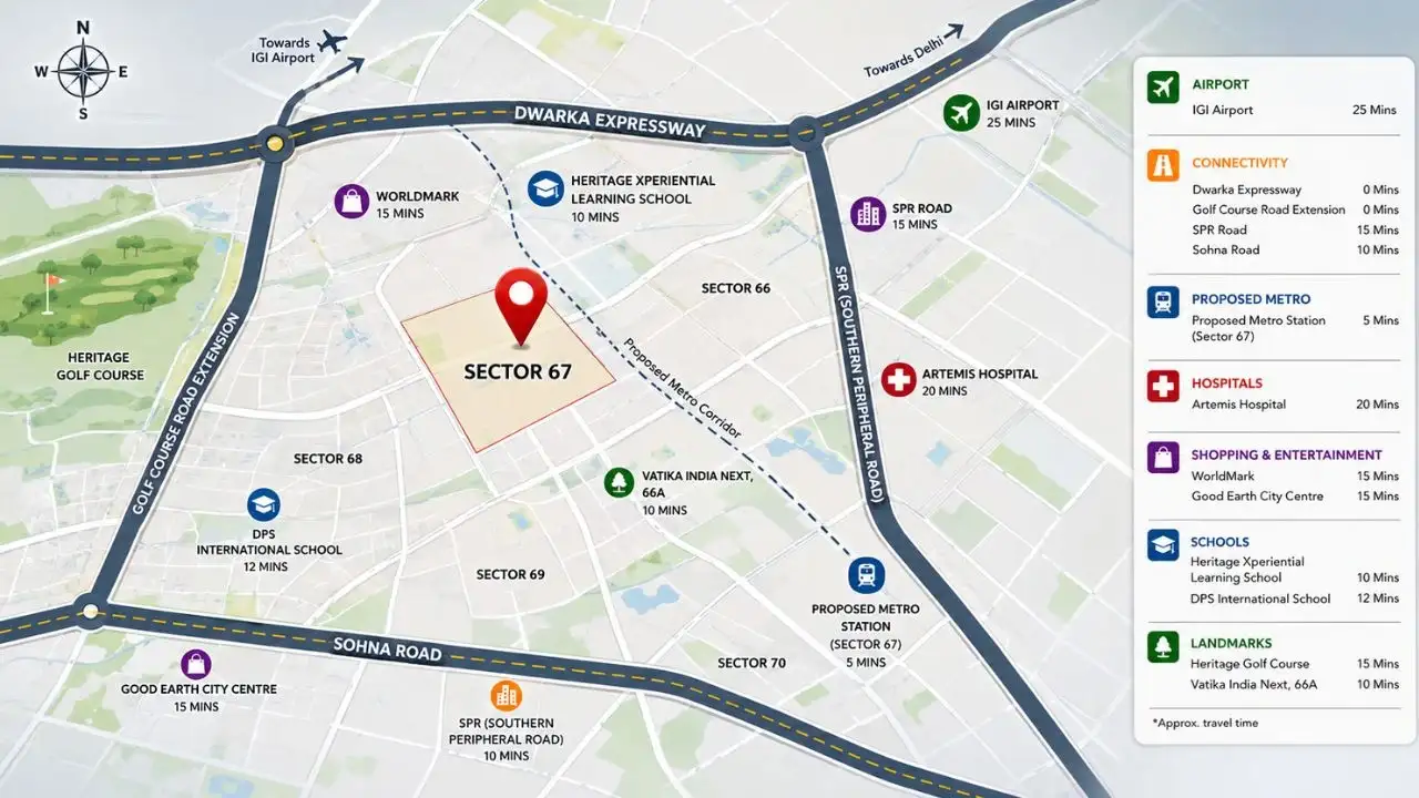 Connectivity map of Smartworld Sector 67